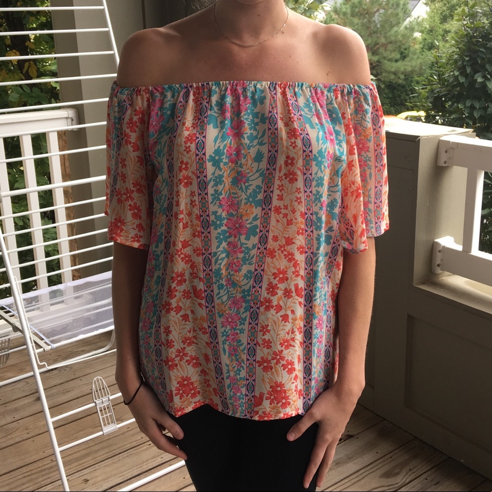 Tolani silk off the shoulder blouse